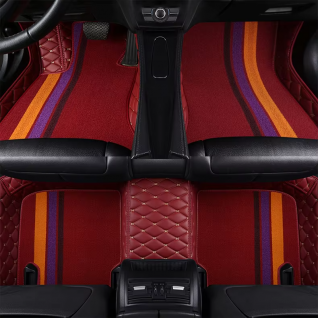 DualLayer Car Mats with Chenille Top and PVC Leather