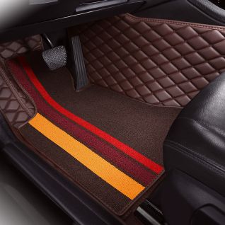 Embroidered PVC Leather Mats with Soft Chenille Top Layer Car Floor Mats