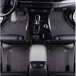 Deluxe Dual-Layer Automotive Floor Mats with Chenille Upper Layer and PVC Embroidery Bottom